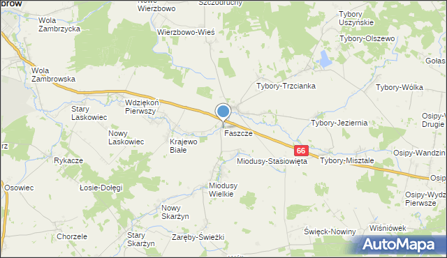 mapa Faszcze, Faszcze gmina Wysokie Mazowieckie na mapie Targeo